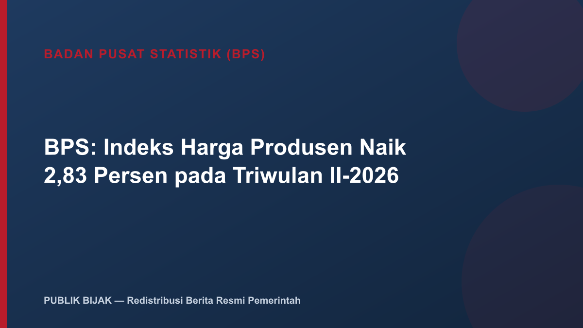 BPS: Indeks Harga Produsen Naik 2,83 Persen pada Triwulan II-2026