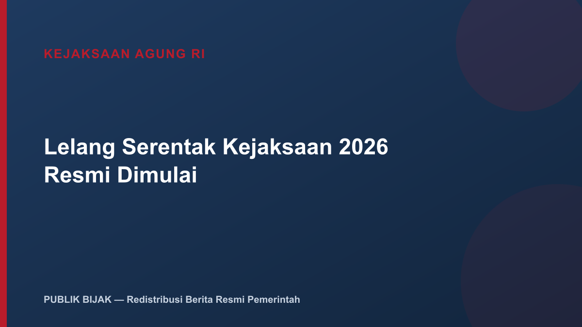 Lelang Serentak Kejaksaan RI Tahun 2026 Resmi Dimulai