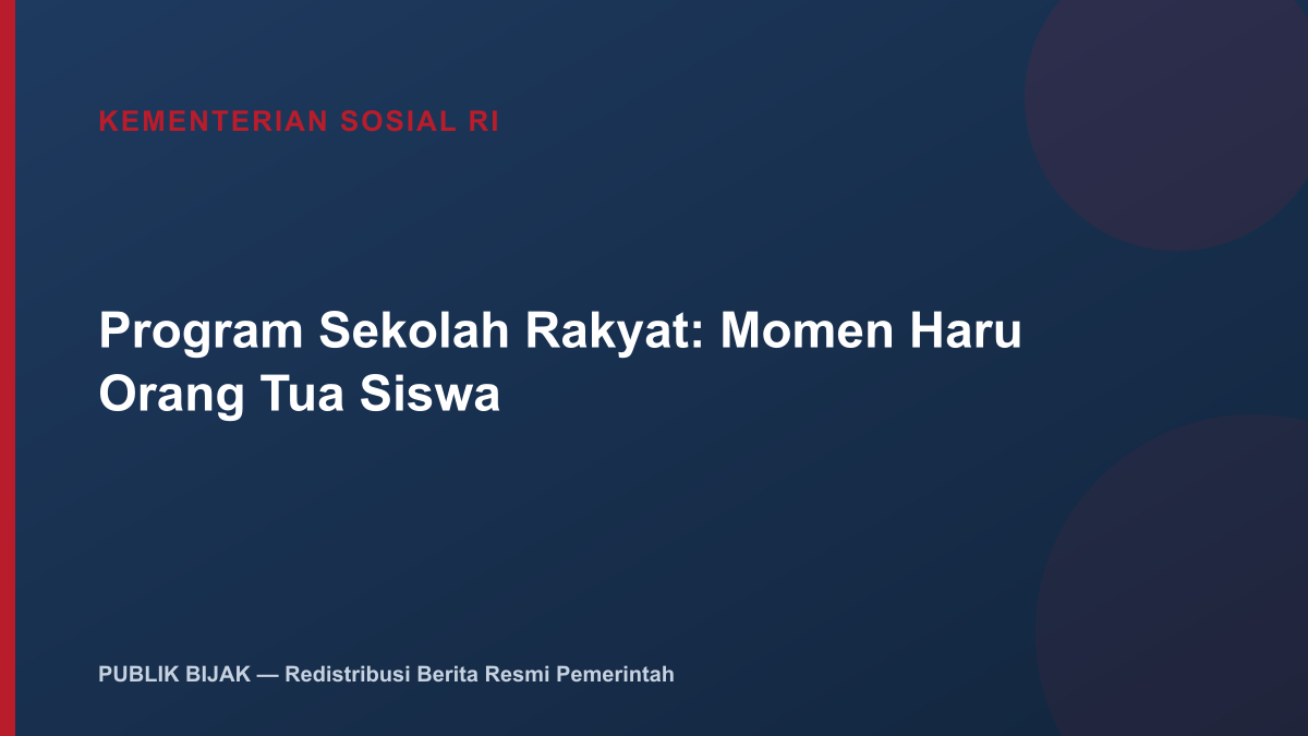 Program Sekolah Rakyat: Momen Haru Orang Tua Siswa di Hadapan Seskab Teddy